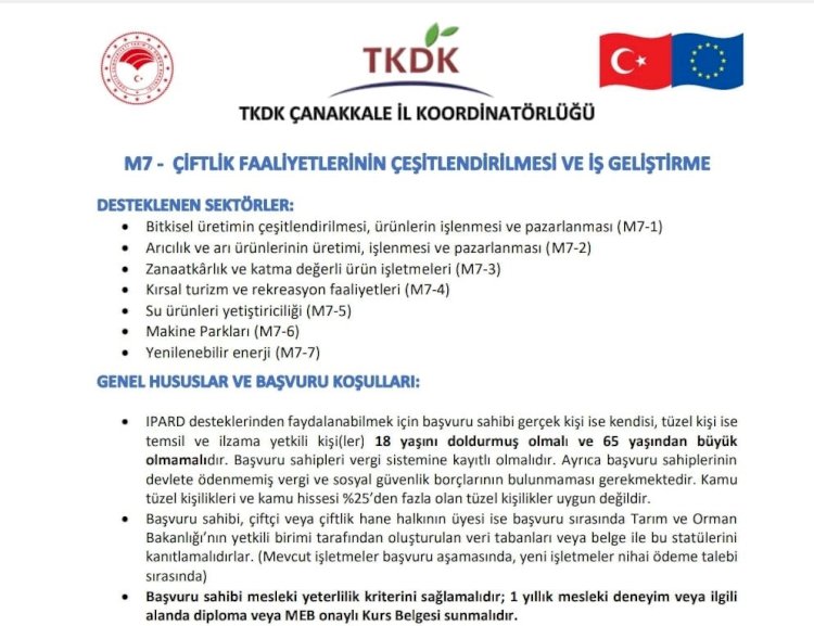 7 farklı yatırım için hibe desteği